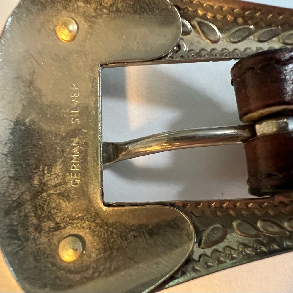 Vintage western leather belt silver buckle - Picture 6 of 9